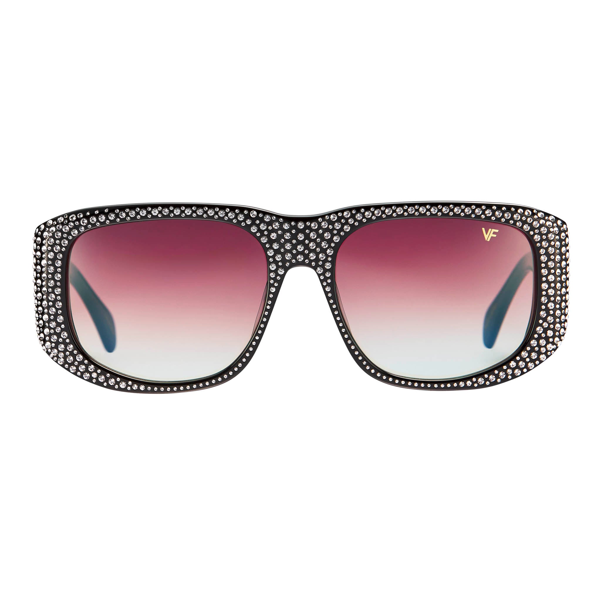 Pink and Black Embellished Sunglasses Rhinestone Sunglasses Square Pink Gradient Lenses & Crystal  main image 4