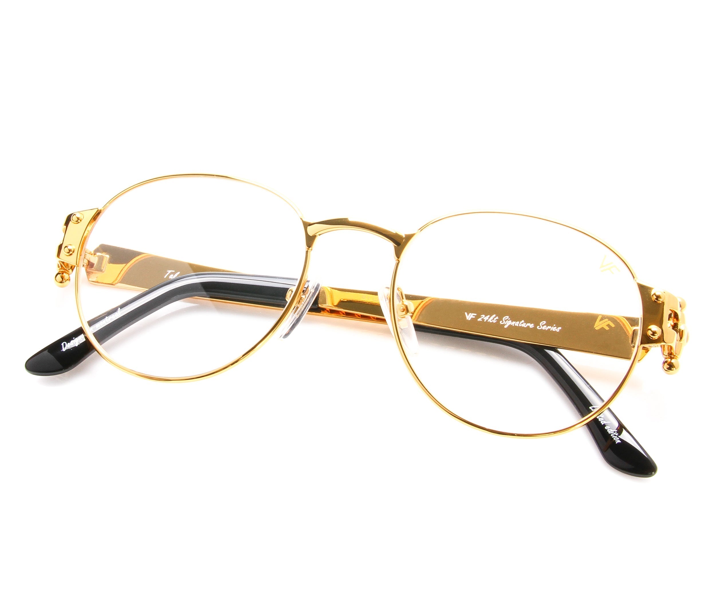 Vintage Frames Company ML982 0002 1998 Millenium Edition 24KT Gold Yellow Gold Clear Lens Top Shot