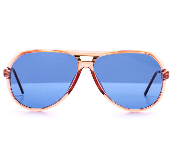 Vintage Frames De Niro Blue Zero Base Curve Lenses Front