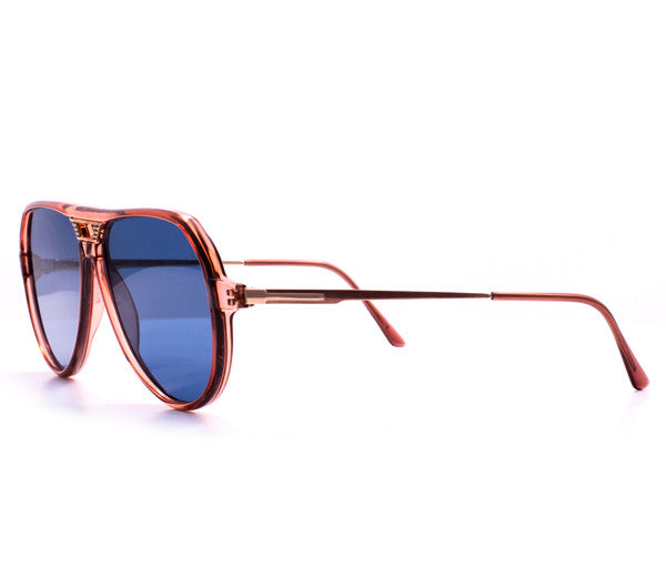 Vintage Frames De Niro Blue Zero Base Curve Lenses Side