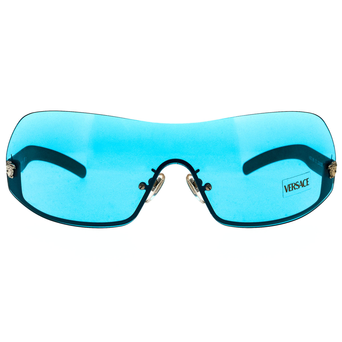 Versace Medusa Dark Blue Rimless Shield Sunglasses Y2K w/Auth. Card Versace MOD L2889M/245C – Vintage Frames Company main image 2