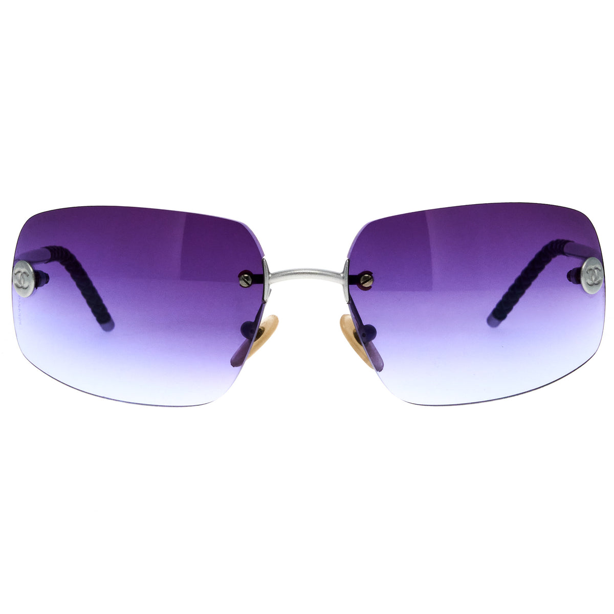 CHANEL Sunglasses metal Silver 4035 CC Auth CHANEL Sunglasses: Shield Sunglasses, metal & strass  main image 3