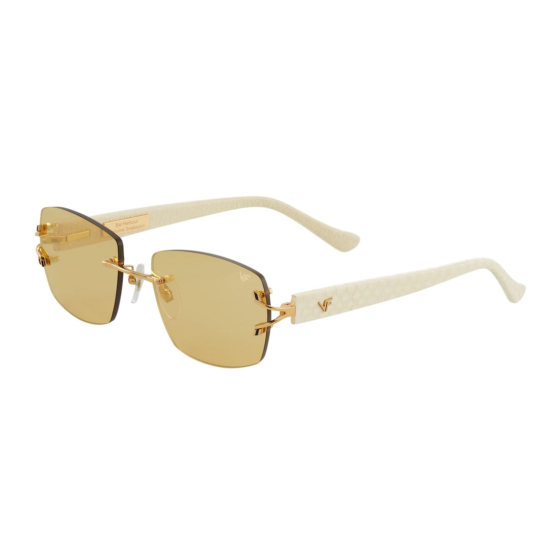 Vintage Cream Snakeskin Sunglasses Bal Harbour Rose Snakeskin Edition Rimless Drill Mount  main image 3