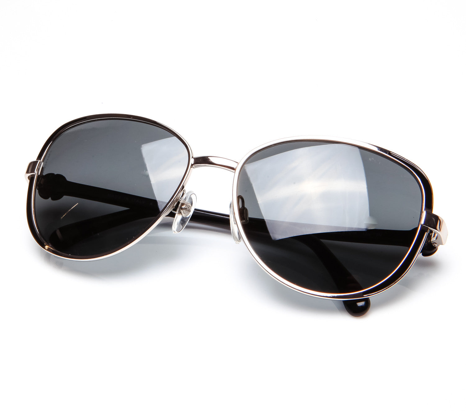 Vintage Chanel glasses Black Silvery Metal ref.979347 - Joli Closet