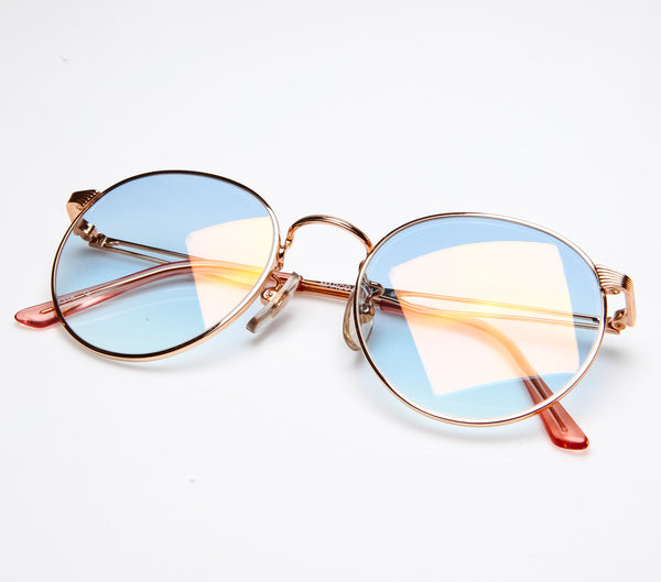 Vintage Frames Women\'s Gold Frame Gradient Blue Lens Sunglasses Gold Retro-Vintage Metal Round Gradient Sunglasses with Blue  main image 3