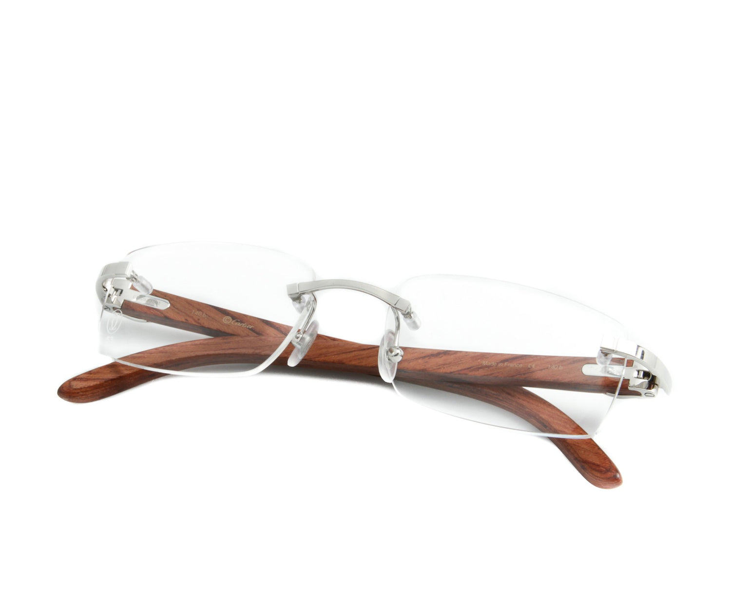 Silver Brown Clear Classic Rimless Wood
