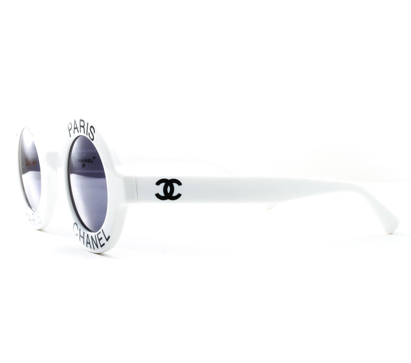 CHANEL Vintage Sunglasses White Silver Rare Oval Square -  Norway
