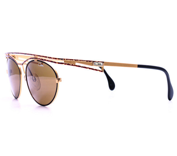 Aviator Sunglasses Vintage Cazal Frames Black/Gold/Brown Solid Classic